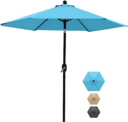 OUTDOOR WIND 9FT Durable Umbrella Outdoor Patio Table Market Umbrella with Push Button Tilt and Crank,Turquoise