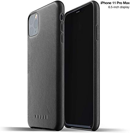 Mujjo Full Leather Case for Apple iPhone 11 Pro Max | Premium Soft Supple Leather, Unique Natural Aging Effect | Leather Wrapped, Super Slim (Black)