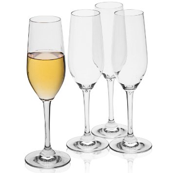 MICHLEY Unbreakable Champagne Flutes Glasses, 100% Tritan Shatterproof Wine Glasses, BPA-free, Dishwasher-safe 8 oz, Set of 4
