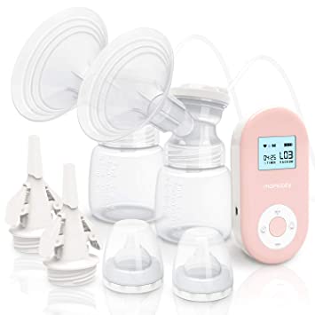Momcozy Double Electric Breast Pump Portable Pain-Free Rechargable, Strong Suction Power, 9 Speeds 2 Modes, Timer and Memory Function, Hospital Grade