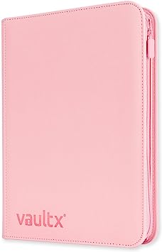 Vault X Premium Exo-Tec® Zip Binder - 9 Pocket Trading Card Album Folder - 360 Side Loading Pocket Binder for TCG (Pink)