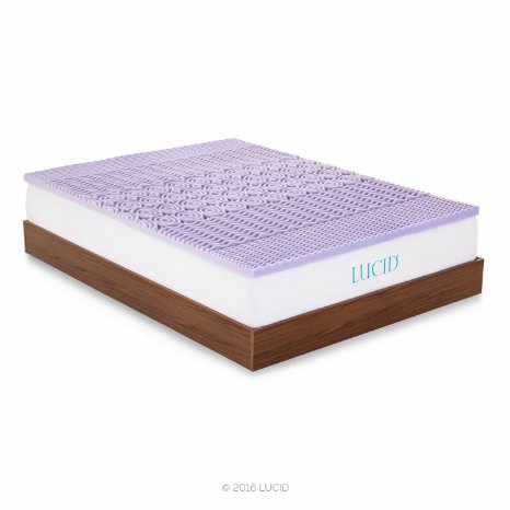 LUCID 2-inch 5-Zone Lavender Memory Foam Mattress Topper - Twin