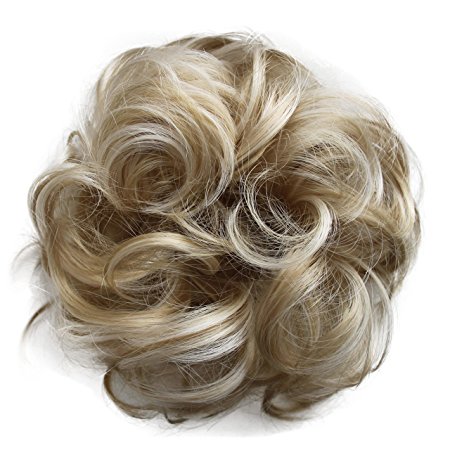 PRETTYSHOP Scrunchy Scrunchie Bun Up Do Hair Piece Hair Ribbon Ponytail Extensions Wavy Messy Light blond mix 25H613 G37A