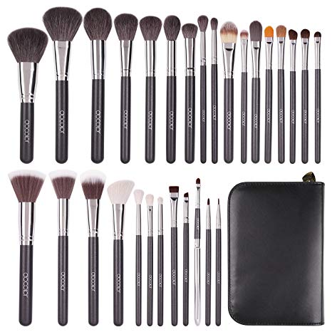 Docolor Makeup Brush 29 Pieces Professional Makeup Brushes Set Premium Goat Hair Essential Cosmetics Make Up for Face Eye Shadow Foundation Blush Lip Powder Liquid Cream Blending with PU Leather Case