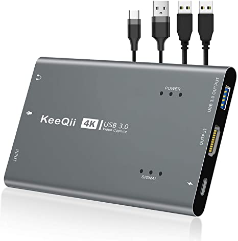 KeeQii Capture Card, HD 1080P Video Capture Card, 3.0 Game Capture Card with 60fps,Ultra Low Latency Streaming and Recording Device for Nintendo Switch, PS4, Xbox One & Xbox 360