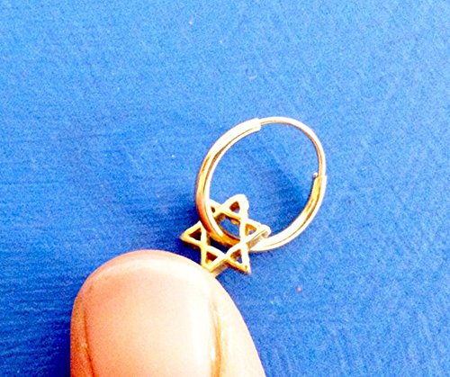 Carry Your Star of David. 14K Gold Star of David Hoop Earring. Recycled Gold. Eco Friendly. One Hoop Earring. Helix Piercing. Cartilage. Limited Edition.