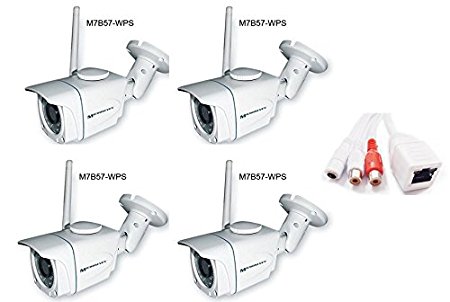 4 Microseven M7B57-WPS 1.3MP H.264 High Definition 960P Wireless IP Camera 802.11 b/g/n   Build-in PoE   Built-in DVR Micro SD Card Recorder (4-pack)/Free Live Streaming on microseven.tv