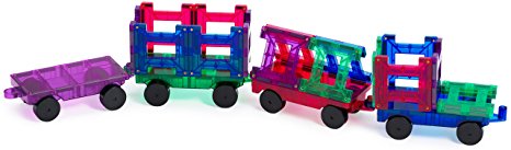 Playmags 20 Piece Train Set: Now with Stronger Magnets, Sturdy, Super Durable with Vivid Clear Color Tiles