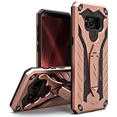 Zizo STATIC Series compatible with Samsung Galaxy S8 Case Military Grade Drop Tested with Built In Kickstand ROSE GOLD BLACK