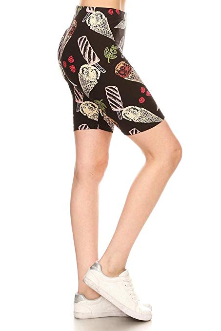 Leggings Depot Women's Mid-Rise Solid and Printed Fashion Shorts with Pockets