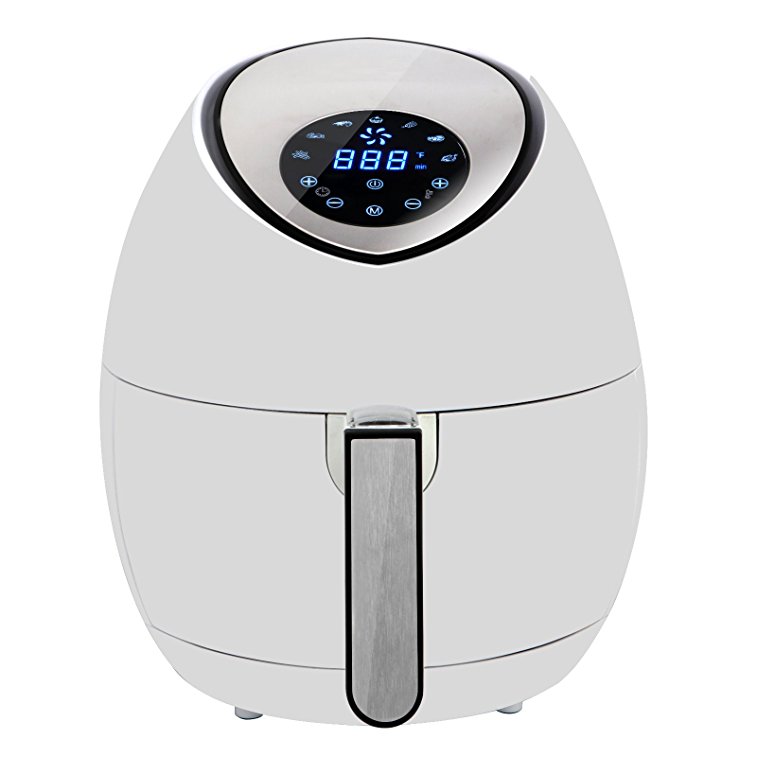 SUPER DEAL 1500W Electric Air Fryer with Rapid Air Technology Touch Screen 7 Cooking Presets Menu, Timer and Temperature Control, 3.7 QT W/Recipe Cookbook (White)
