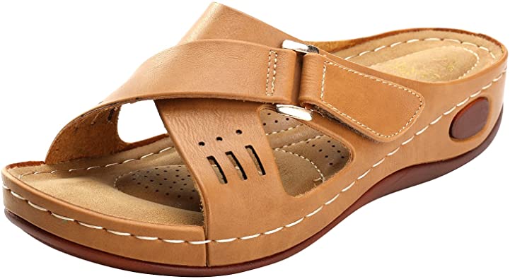 Alexis Leroy Comfortable Insole Buckle Strap Vamp Women’s Wedge Sandals