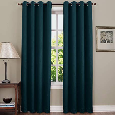 Sun Zero Leighton Crushed Texture Energy Efficient Grommet Curtain Panel, 50" x 84", Teal