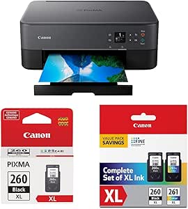 Canon PIXMA TS6420a All-in-One Wireless Inkjet Printer [Print,Copy,Scan], Black & Canon PG-260Xl Black Ink Cartridge & Canon PG-260 XL/CL-261 XL Value Pack