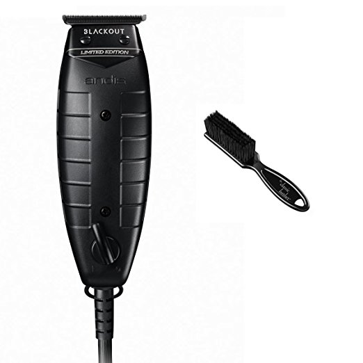 Andis 05110 Blackout T-Outliner, Black Bundle with The Classic Barber Blade Brush