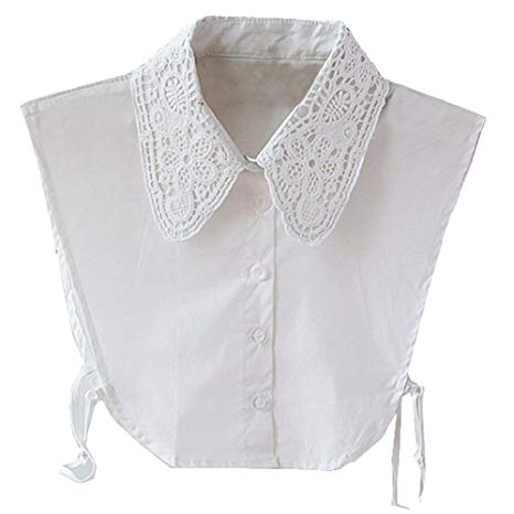 L'asher Women’s Fake Collar Dickey Lace Detachable Cuff Cotton Blouse Half Shirt