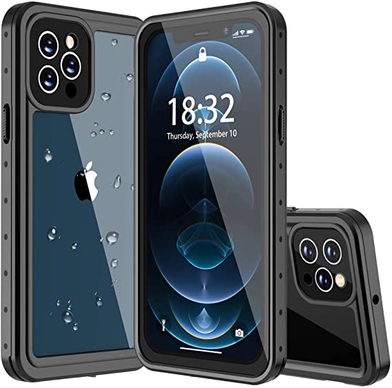 Nineasy for iPhone 12 Pro Max Case, for iPhone 12 Pro Max Waterpoof Case Dustproof Shockproof with Built-in Screen Protector Full-Body Rugged Clear Back Waterproof Case for iPhone 12 Pro Max 5G 6.7''