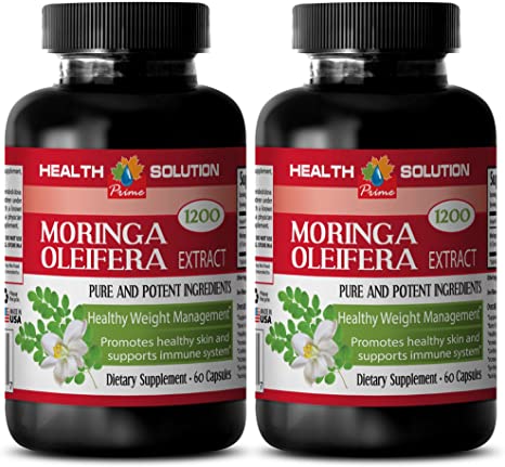 Organic Moringa Oil - Moringa OLEIFERA Extract 1200 - Cardiovascular 2 Bottles, 120 Capsules