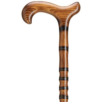 Unisex Derby Cane Carved & Scorched Bamboo Steps Jambis  -Affordable Gift! Item #DHAR-9207500