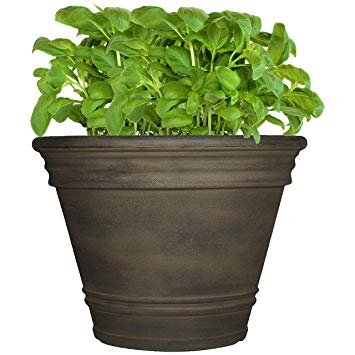 Sunnydaze Franklin Flower Pot Planter, Outdoor/Indoor Unbreakable Polyresin, UV-Resistant Sable Finish, Single, Large 20-Inch Diameter