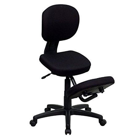 Flash Furniture Mobile Ergonomic Kneeling Posture Task Chair with Back in Black Fabric