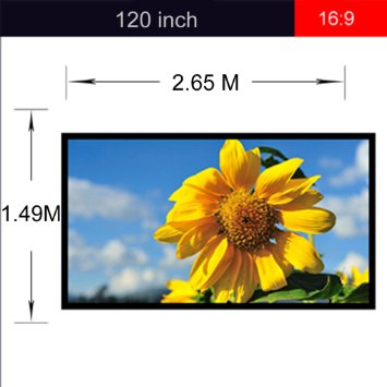 Excelvan Portable Collapsible 120 Inch, 16:9 PVC Fabric Matte With 1.1 Gain Projector Projection Screen for Home Theater Movie/Classroom Training/Conference Room Presentation/Public Display