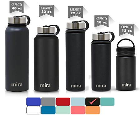 MIRA Stainless Steel Vacuum Insulated Wide Mouth Water Bottle | Thermos Flask Keeps Water Stay Cold for 24 hours, Hot for 12 hours | Metal Bottle with BPA free cap