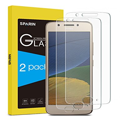 SPARIN Moto G5 Screen Protector, 2 Pack Tempered Glass Protector for Motorola Moto G5 with Ultra Clear, Scratch Resistant, High Definition, Easy to install