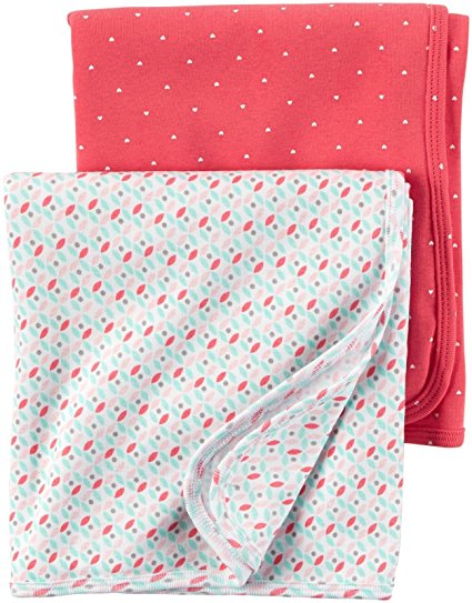 Carter's Babysoft Swaddle Blankets - Pink/Light Blue - 2 ct