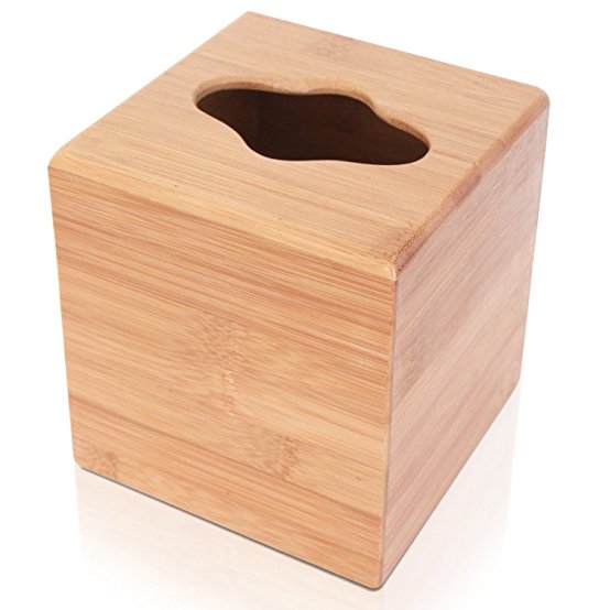 Deluxe Bamboo Tissue Box Holder (Square)