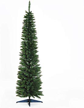 HOMCOM 6’ PVC Hinged Unlit Slim Artificial Christmas Tree - Green