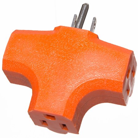 Master Electrician PS37UOGH Heavy Duty Triple Outlet Adapter 15-Amp 125-Volt, Orange