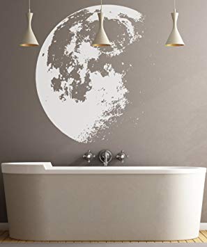 Large Crescent Moon Wall Decal Sticker by Stickerbrand - White color, Large 53in x 48in. #523A Easy to Apply & Removable.