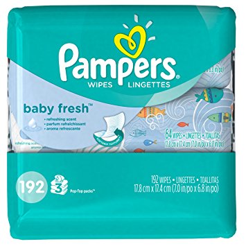 Pampers Baby Fresh Wipes 3x Travel Pack, 192 Count