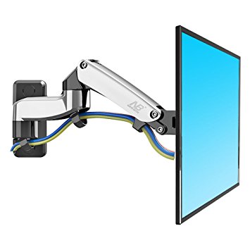 North Bayou TV Monitor Wall Mount Bracket Full Motion Articulating Swivel for 17-27 Inch Displays (silver)
