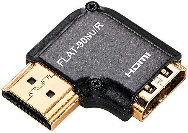 Zeskit Zinc Alloy Full Shielding HDMI Right Angle Adapter, 24K Gold Plated Connectors (FLAT-90NU/R)