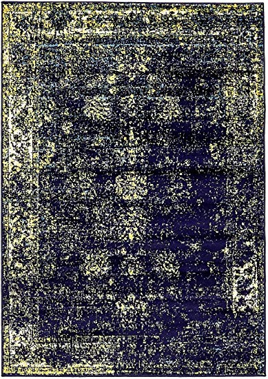 Navy Blue 4' x 6' FT Canterbury Rug Modern Traditional Vintage Inspired Overdyed Area Rugs