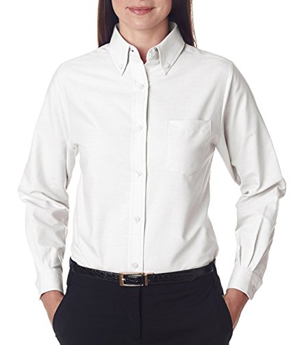 UltraClub Women's Wrinkle-Free Oxford Button Up Shirt