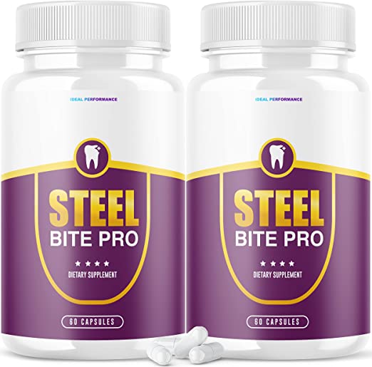 (2 Pack) Steel Bite Pro Teeth Supplement for Teeth and Gum Repair Dental (120 Capsules)