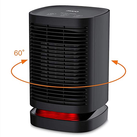 Space Heater, MIUO 950W Portable Electric Ceramic Oscillating Heater Fan PTC Personal Heater with 3-Mode Adjustable, Tip-Over Overheat Protection and 2 Seconds Quick Heat-Up for Home Office Desktop Livingroom Bedroom Babyroom Floor Night Table