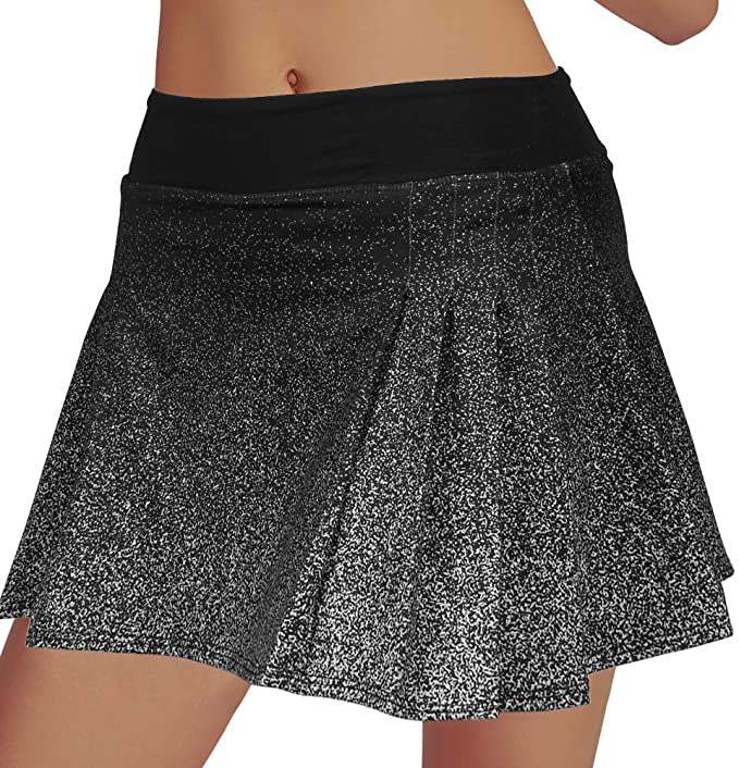 RainbowTree Women's Tennis Skirt Golf Skort Pleated with Side Inner Pockets Indoor Exercise,Runs Small