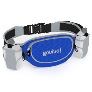 Running Hydration Belt for iPhone 6 Plus, Runners Waist Pack Includes 2 BPA Free 9oz Water Bottles by Govivo (blue)