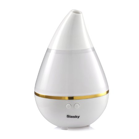 Siasky Ultrasonic Cool Mist Aroma Humidifier - Portable 250ml Essential Oil Diffuser Aromatherapy with 5 Color LED Lights Changing, Auto Shut-Off and Detachable Base for Home, Office or Car