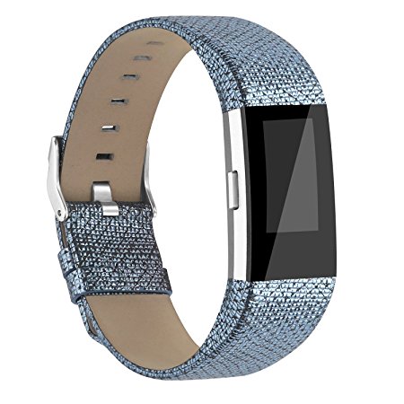 Vancle Fitbit Charge 2 Band,Luxury Genuine Leather Replacement Strap for Fit bit Charge 2(No Tracker)