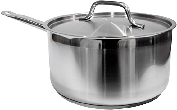 Update International SSP-6 6-Quart Induction Ready Stainless Steel Sauce Pan with Cover, Silver