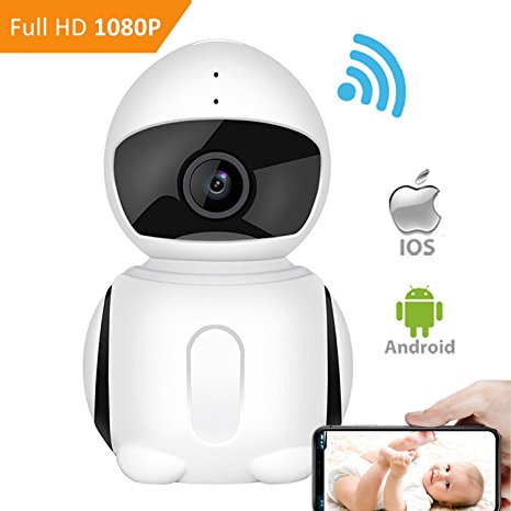 WiFI Security Camera, IKARE 1080P Indoor Security Camera for Baby, Surveillance Remote Monitor with Night Vision, Motion Detection, Pet Cam with iOS/ Android App, 2-Way Audio, Support Micro SD Card