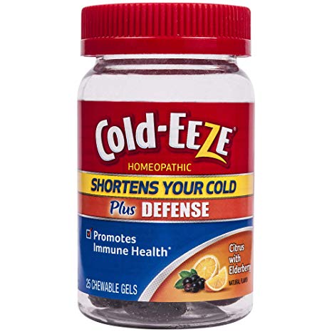 Cold-Eeze Cold Remedy Plus Defense Chewable Gels, Citrus with Elderberry Natural Flavor, 25 Count