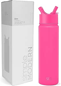 Simple Modern Water Bottle with Straw | Insulated Stainless Steel Thermos for Sports Gym | Summit Collection | 22oz | Raspberry Vibes