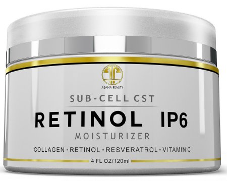 Retinol ip6 Night Cream Huge 4 Ounce Moisturizer for Face Eyes Anti-Aging Anti-Wrinkle Firming Cream for Fine Lines Dry Skin Natural Lotion w Vitamin C E Resveratrol Collagen
