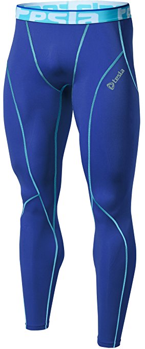 Tesla Men's Mesh-Panel Compression Pants Baselayer Cool Dry Sports Tights Leggings TUP109 / MUP79 / P16